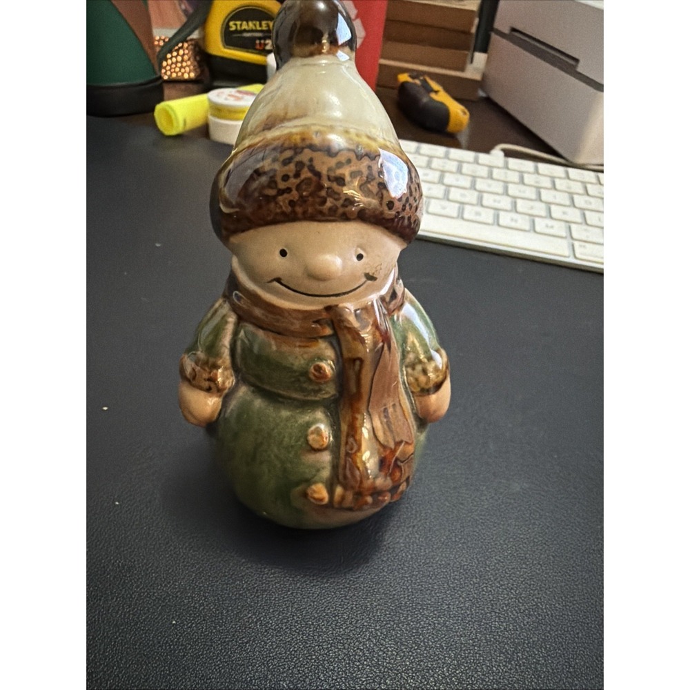 Vintage Ceramic Snowman with Hat Scarf Decoration Christmas Winter!